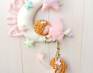 Fiocco nascita luna e stelle – Feltro & altro – baby atelier