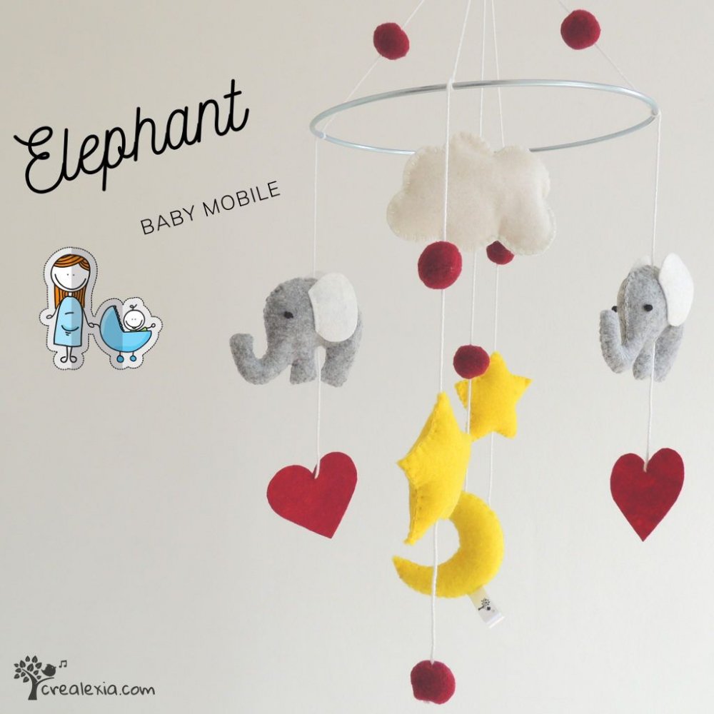 Giostrina per culla neonato con elefanti, giostrina per lettino bebé