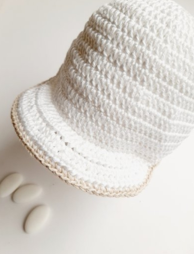 Cappellino con visiera neonato/bambino - Battesimo - cotone bianco, lino ecr - Samuele