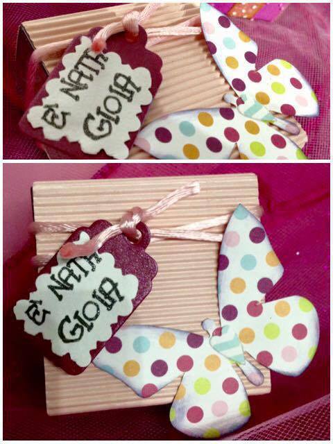 Bomboniera nascita /battesimo/ compleanno con farfalla e tag personalizzato